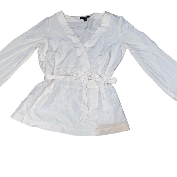 J. Crew Mercantile Long Sleeve 'Vintage Wrap Top' in 'Champagne'/Cream Size 00 - Picture 2 of 12